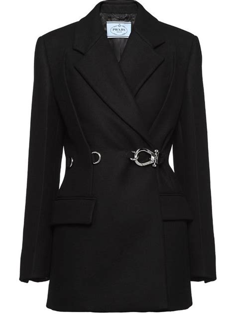 prada double-breasted clip coat